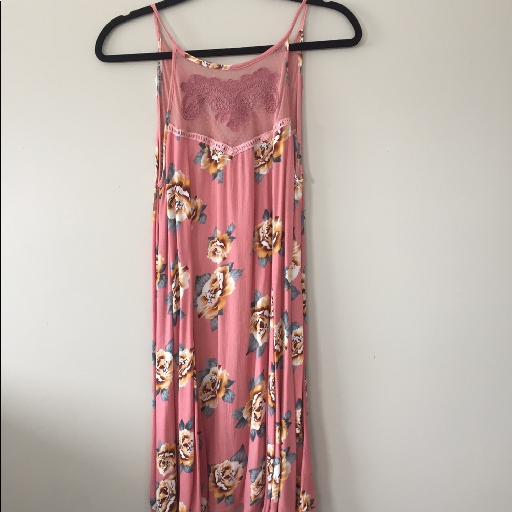 Blue Rain pink floral mini dress